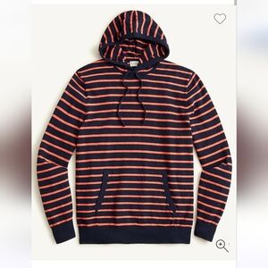 NWT J.Crew Men's Organic cotton-blend bouclé hooded sweater in stripe Sz S $98